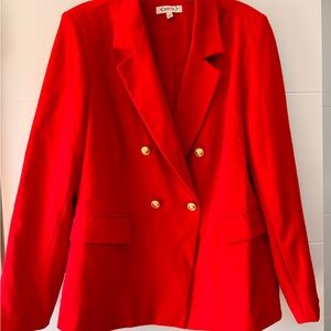 Nanette Lepore Vibrant Red Blazer with Gold Buttons